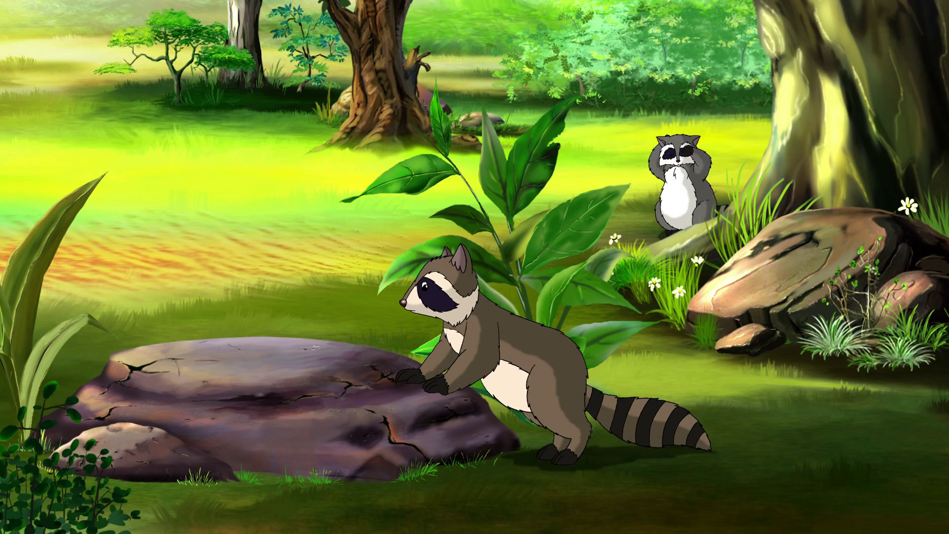 Adorable Raccoon Family In Spring Forest Stock Motion Graphics SBV ...