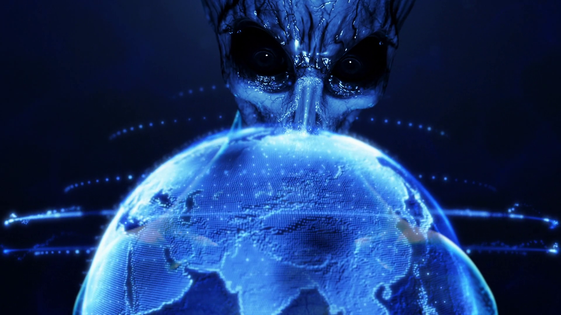 Grey Alien Standing Behind Looking At Stock Motion Graphics SBV ...