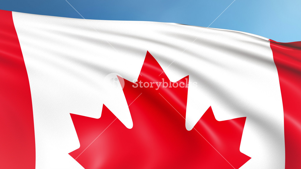 Canada Flags zooming in and Forming the country border map intro which is useful for news, political events, sports intros and presentation.
