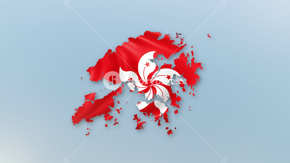 Hong Kong Flags zooming in and Forming the country border map intro which is useful for news, political events, sports intros and presentation.