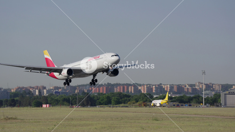 MADRID, SPAIN - JUNE 15, 2026: Iberia Airbus A330 aircraft EC-LUK on final approach and landing at Madrid Barajas International Airport with