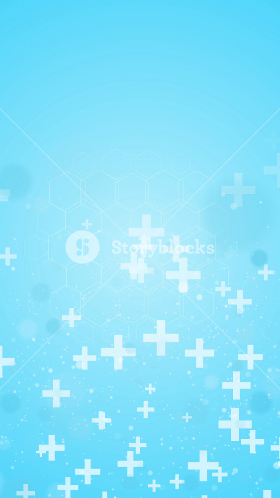 Blue healthcare background with medical plus signs, ideal for hospital websites, health apps, or wellness banners. Vertical. Full HD. 4K