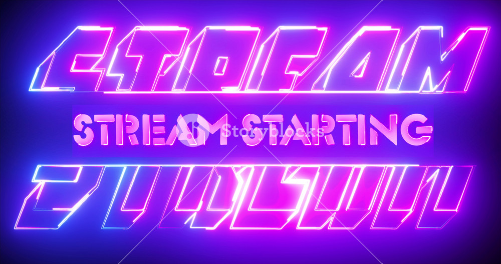 Stylish STREAM STARTING background, for streamers in NEON 4K. Marketing Overlay animation for GAMERS. Sleek smooth LIVESTREAM BG. Glowing, vibrant intro, broadcast top player energy hype. Strategic FX