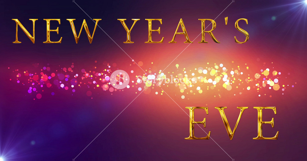 New Year's Eve Celebration and party invite advertisement clip 4K. Fairy dust moving gold text cinema style luxurious elegant looking party popper. Envelope message Cheerful Christmas Holiday bg.