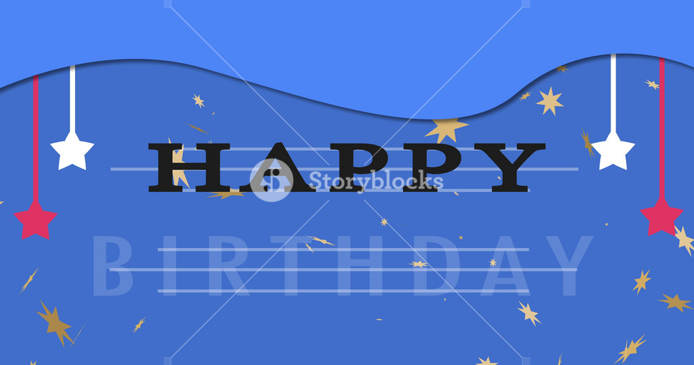 Happy Birthday wishing animated children's theme cute elegant card design in 4K. Colorful horizontal birthday ceremony celebrating greeting card. Adorable simple birthday card motion graphic video 4K.