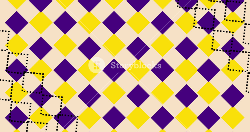 Argyle background moving animated stock video 4K. Checkered Xmas Christmas festive season holiday celebration ornament Scottish bg. Verdure sweater traditional cultural dynamic simple overlay graphic.