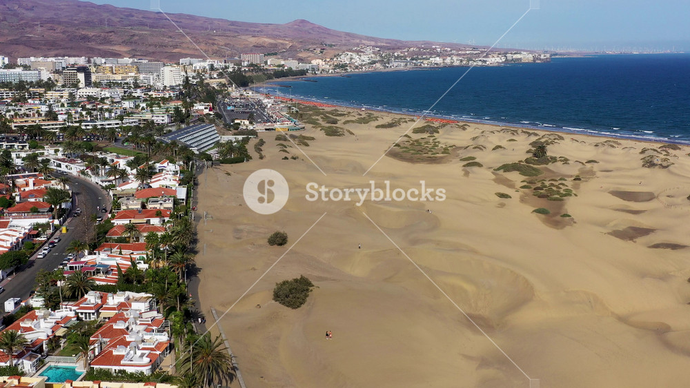 View of the Natural Reserve of Dunes of Maspalomas, in Gran Canaria, Canary Islands, Spain. Beautiful view of Maspalomas Dunes on Gran Canaria, Canary Islands, Spain.