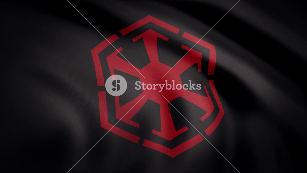 Waving in the wind flag with the symbol of Sith Empire. The animation of the flag of the Sith Empire Symbol. The star Wars theme. Editorial