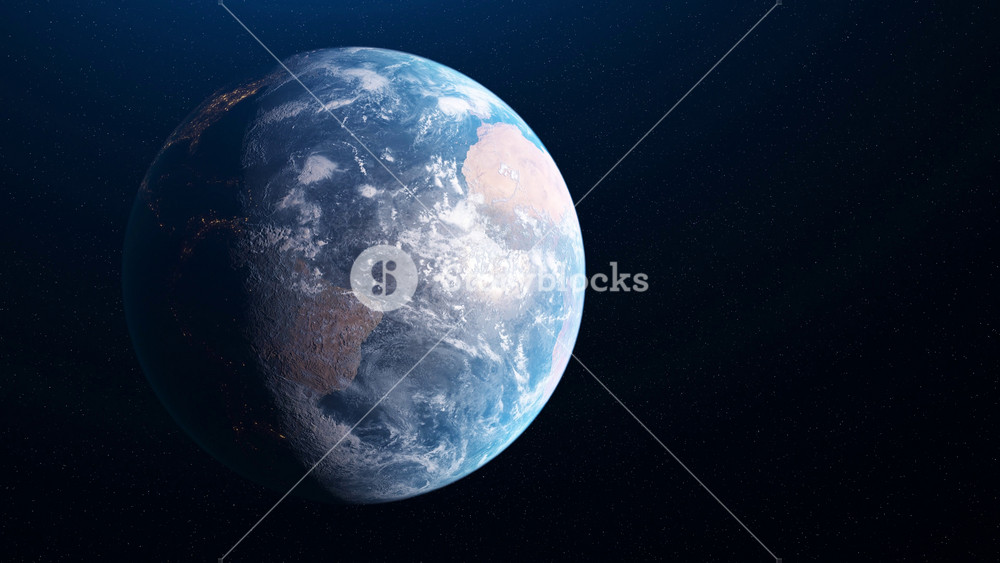 Animation of rotation of Earth and transition of day and night. Animation. Beautiful rotation of earth with transition of day and night to