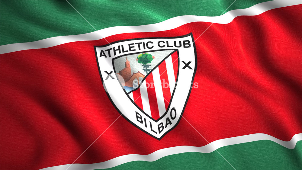 The red Logo of Athletic Club Bilbao. Motion . Red animation with the symbol of Bilbao a Spanish professional football player in the Spanish