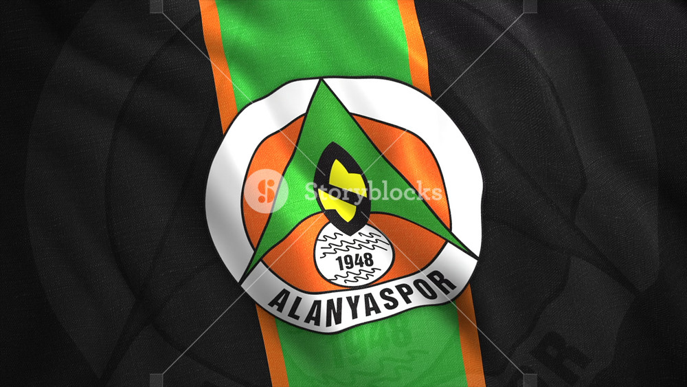 3D flag of Turkish football team. Motion. Animation of flag with the logo of football team for competition or championship. Turkish football