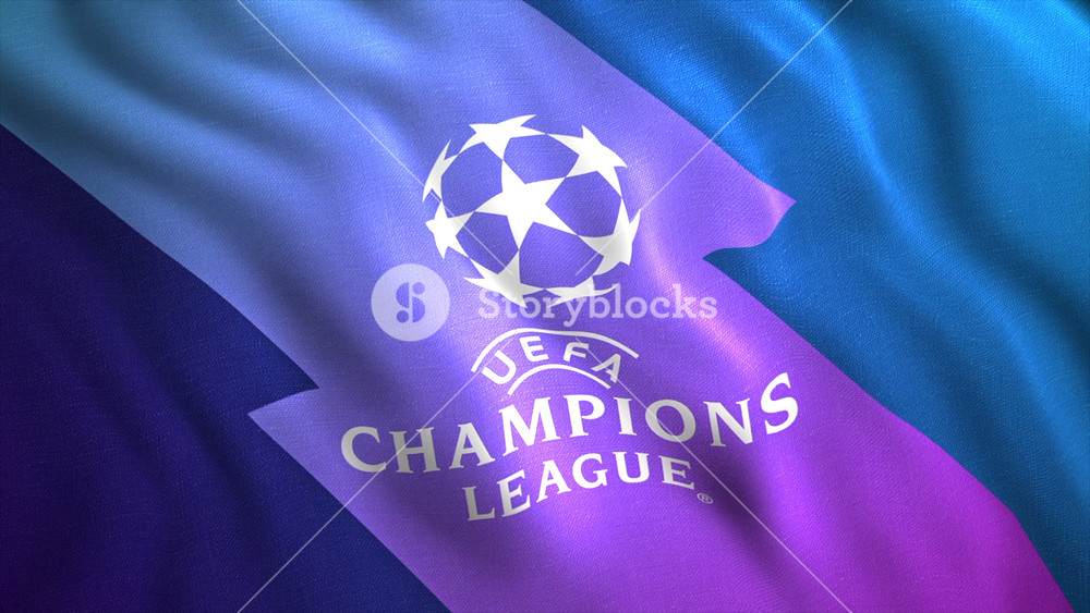 Sports flags of European League. Motion. Stylish flag design for football championships. 3d flag of professional football organization of