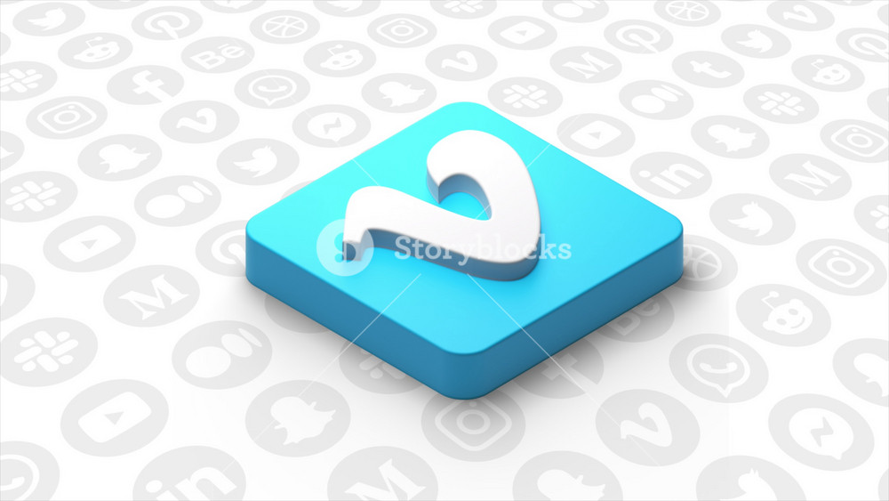 The logo of the Vkontakte company. Motion. A blue icon appearing against the background of social network icons in abstraction. Use only for