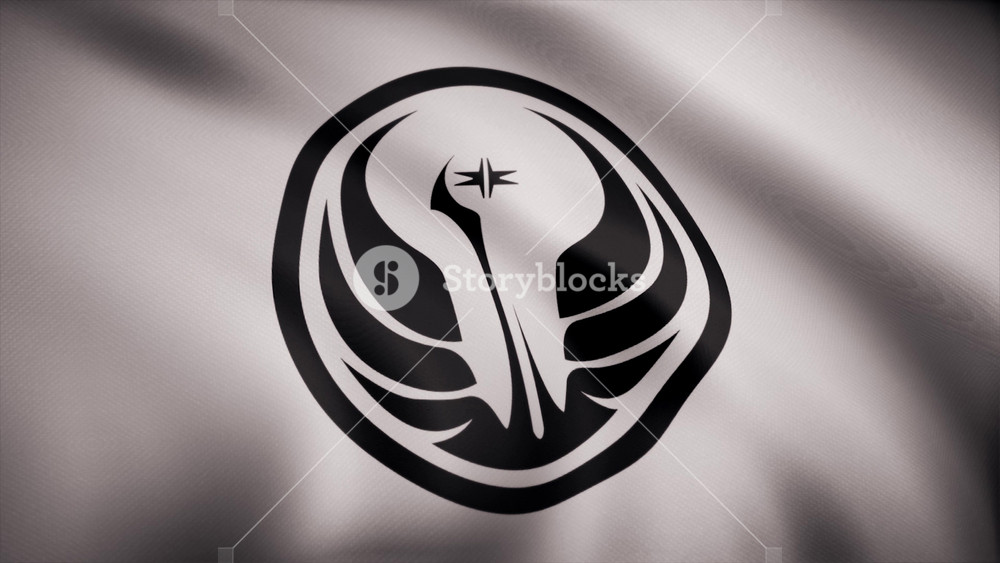 Waving in the wind flag with the symbol of Star Wars. The animation of the flag of the Star Wars Symbol. The star Wars theme. Editorial use