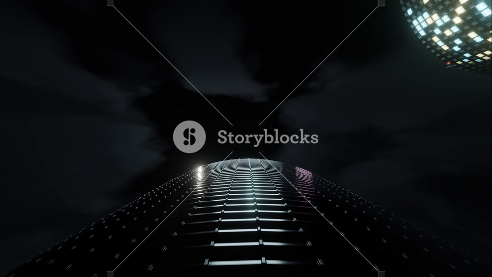 Flying through modern city skyscraper, futuristic financial urban modern office architecture street town in the night. 3D render realistic animation glass facade real estate exterior tower cityskape