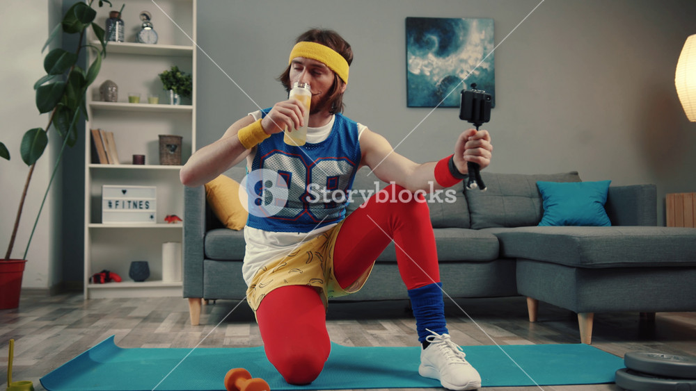 A vibrant indoor workout scene of a person lifting weights in colorful gear, showcasing their fitness dedication