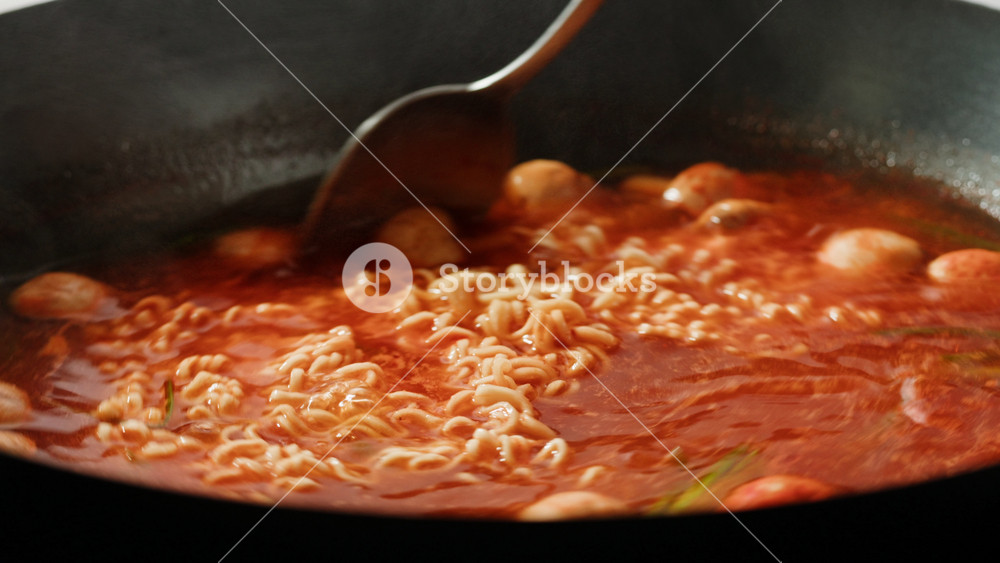 Japanese chinese hot pot noodles soup, Ramen with Beef or chicken, rice noodles with fried meat and mushrooms, Tom Yam kung Spicy Thai asian