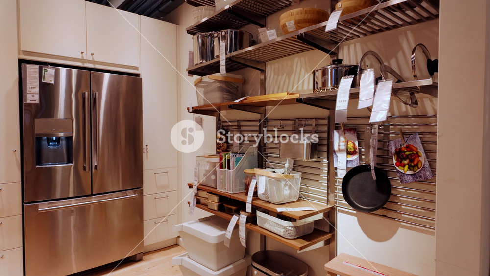 The IKEA furniture store with many designed home areas, ready for sale. The Kitchen area. Bolingbrook, IL 60440 USA 03 August 2024