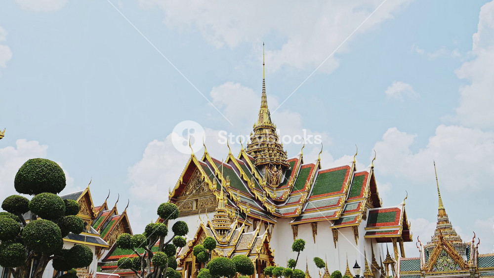 Grand Palace Complex, Bangkok, Thailand, a Beautiful Building with Colourful Roof Tiles and Gold Leaf Decoration, a Famous Popular Tourist