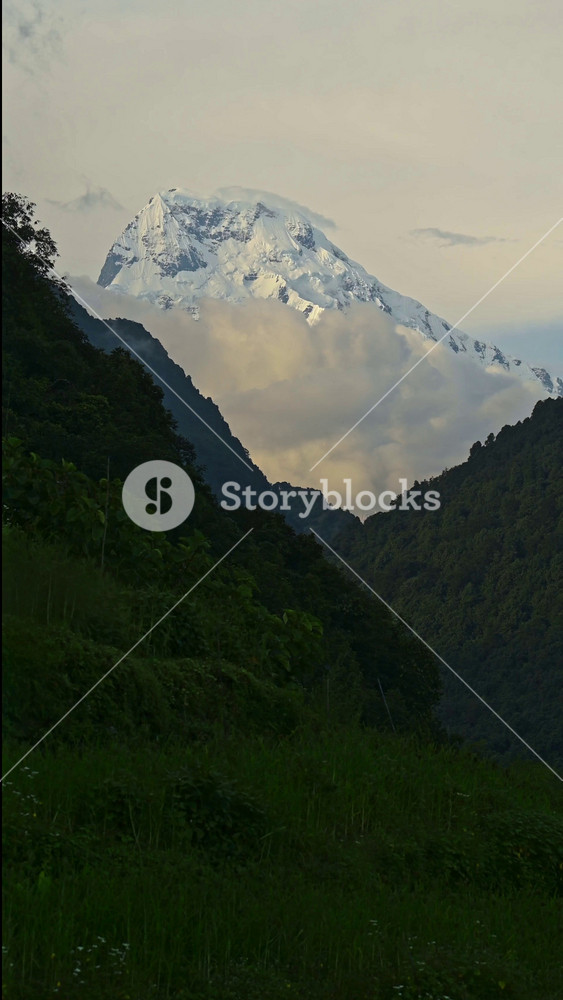 Vertical Nepal Mountains and Nature, Vertical Video for Social Media Instagram Reels and Tiktok of Enormous Snowcapped Snowy Mountain Top