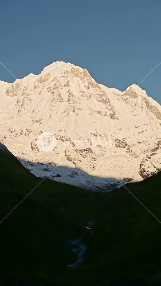 Vertical Snowcapped Mountains in Nepal and Clear Blue Sky, Vertical Video for Social Media Instagram Reels and Tiktok of Snowy Winter