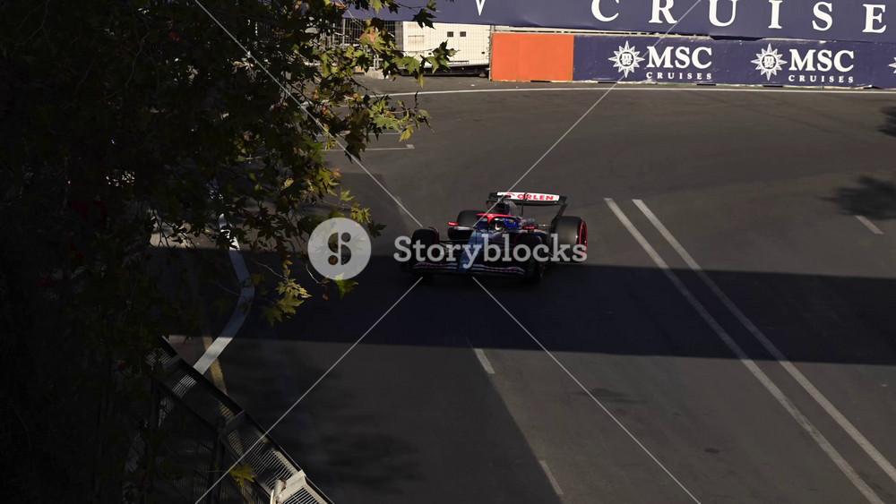 Baku, Azerbaijan - 15 September 2024: Race Day at FIA Formula 1 Qatar Airways Azerbaijan Grand Prix 2024 High Quality Slow Motion 4k Video