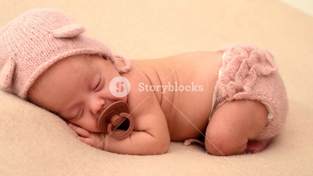 Sleeping newborn cute baby girl or boy during first week of life. 4k slow motion120 fps raw video. Happy family concept. Small baby sleep in