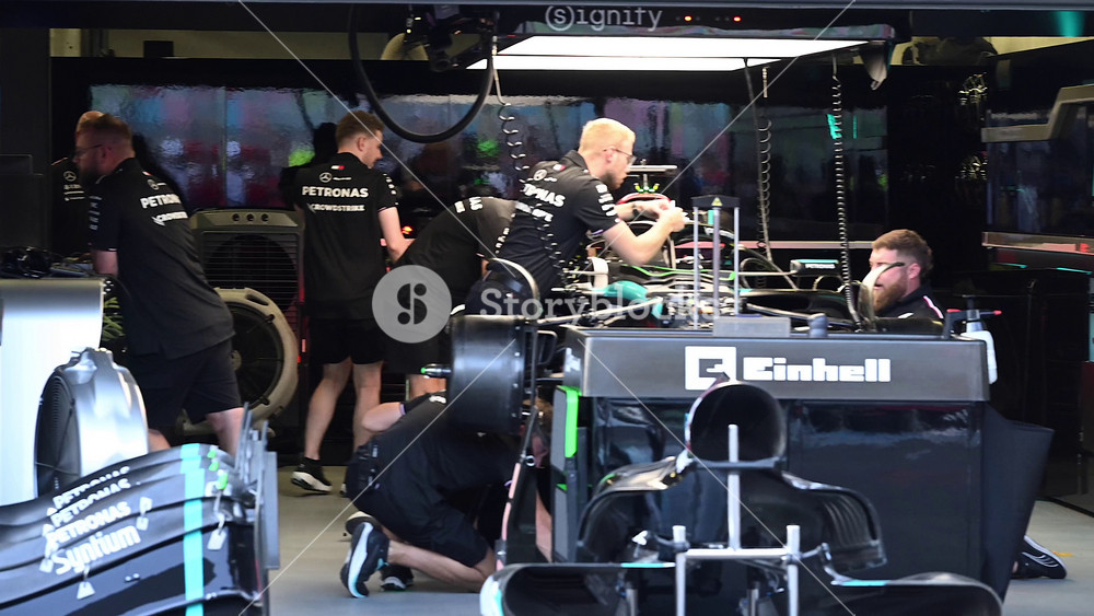 Baku, Azerbaijan - 15 September 2024: Race Day at FIA Formula 1 Qatar Airways Azerbaijan Grand Prix 2024 High Quality Slow Motion 4k Video