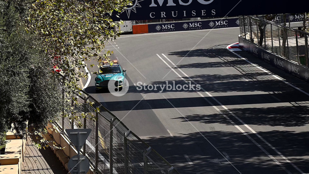 Baku, Azerbaijan - 15 September 2024: Race Day at FIA Formula 1 Qatar Airways Azerbaijan Grand Prix 2024 High Quality Slow Motion 4k Video