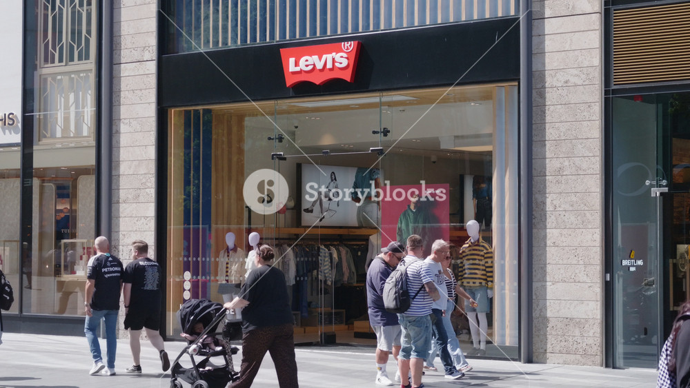 Liverpool, England - August 3, 2026: Levi's retail store in Liverpool One, iconic American producer of denim jeans