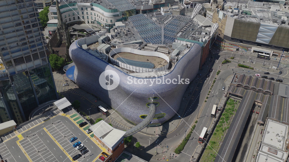 Birmingham, England - June 18, 2025: Aerial view of the Bullring Shopping Centre in Birmingham. City in England, United Kingdom.
