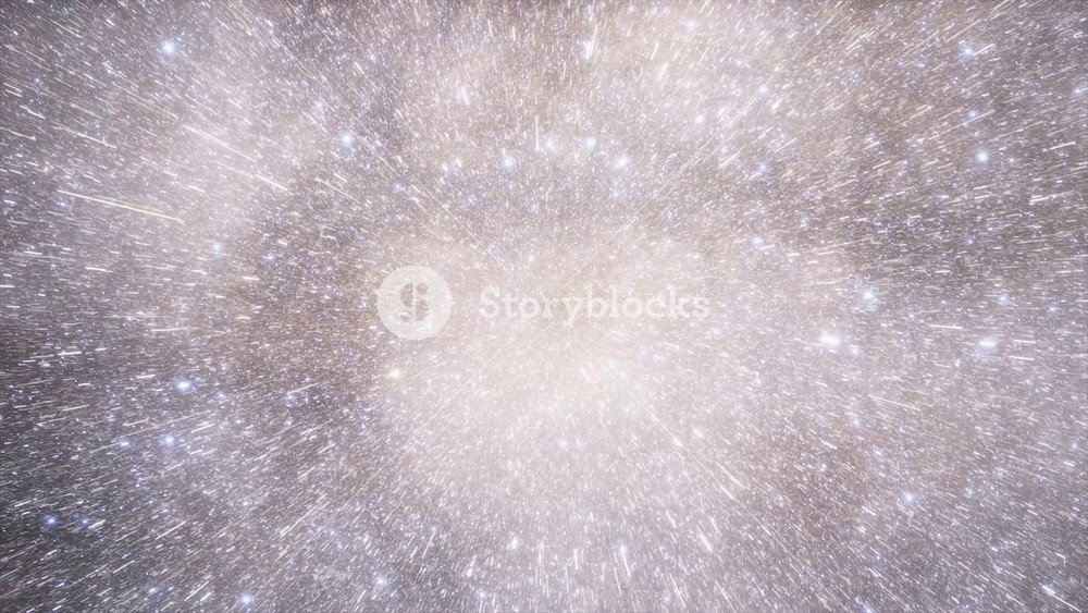 Spaceship travelling at the speed of light through a galaxy in space. Billions of stars in the Milky Way or Andromeda galaxy