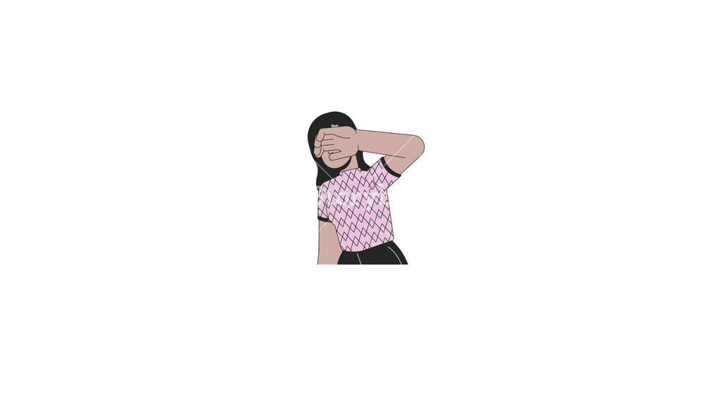 Tears crying woman indian line 2D character animation. Emotional expression flat color cartoon 4K video, alpha channel. Sorrow depressed south asian female animated person on transparent background