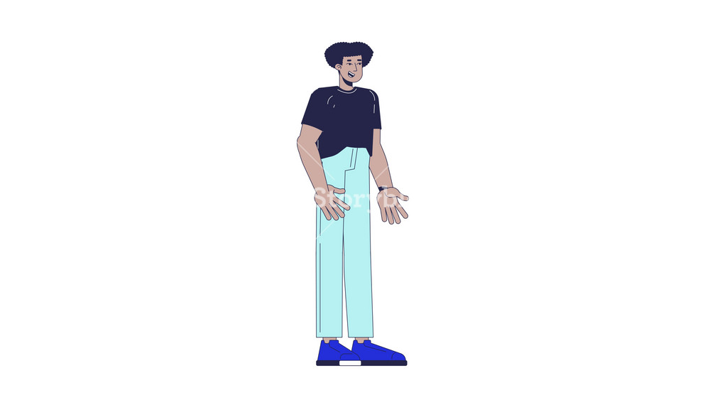 Shocked latino man holding head in panic 2D character animation. Emotional overwhelm. Startled reaction. Anxious guy clutching head animated person cartoon 4K video isolated on white transparent