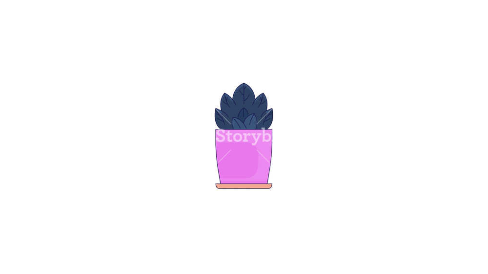Flowerpot houseplant in pink pot line 2D object animation. Sustainable lifestyle flat color cartoon 4K video, alpha channel. Home gardening. Home interior flower animated item on white background