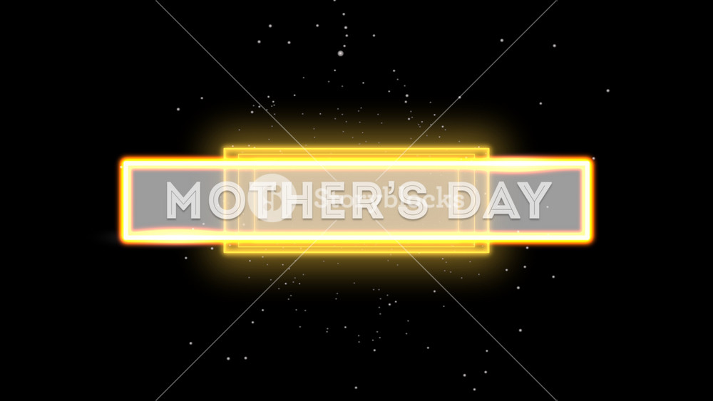 Animation text Mothers Day on fashion and club background with glowing yellow lines. Elegant and luxury dynamic style for club and entertainment template