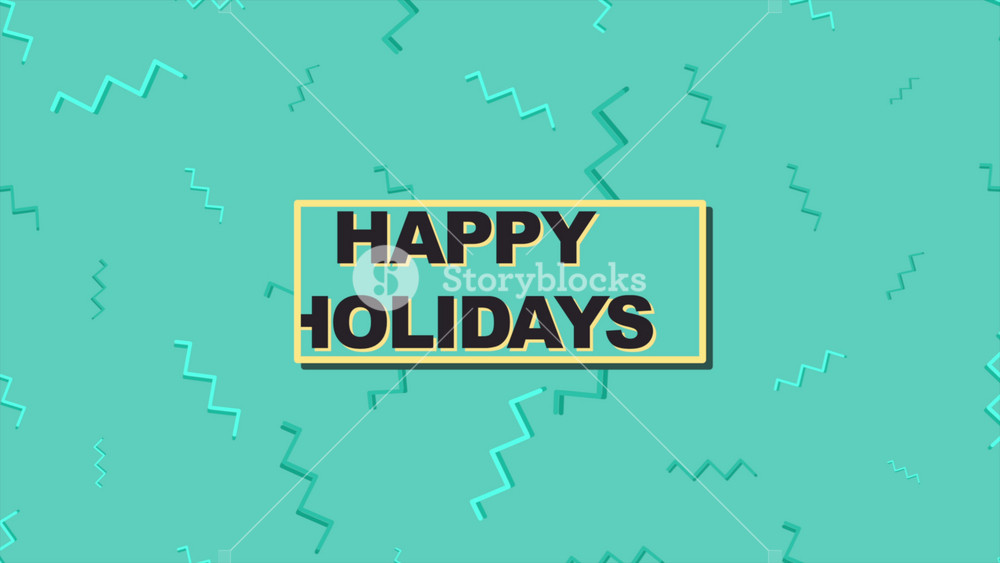Vibrant green background with yellow Happy Holidays text in a modern font and outline. Perfect for holiday promotions or ads. Get into the festive spirit!