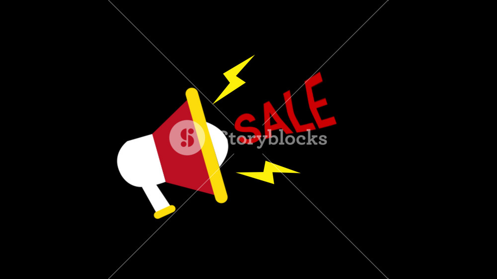 Sale with megaphone motion graphic concept. Marketing promotion shopping video. Sale discount and retail business concept. 3d animation
