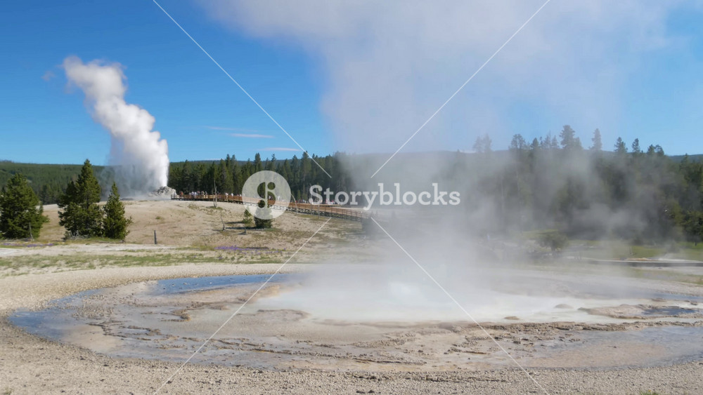 Yellowstone National Park, Wyoming, United States of America. Sawmill Geyser Eruption in the Yellowstone National Park