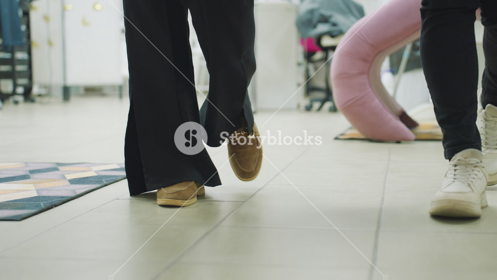 women strolling jointly, ladies moving casually indoors, caucasian females sharing walk in salon interior setting, group of white women