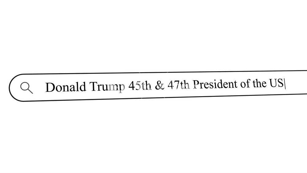 Typing in the search bar for information on Donald Trump as both the 45th and 47th President of the United States shows interest in his role in US history..