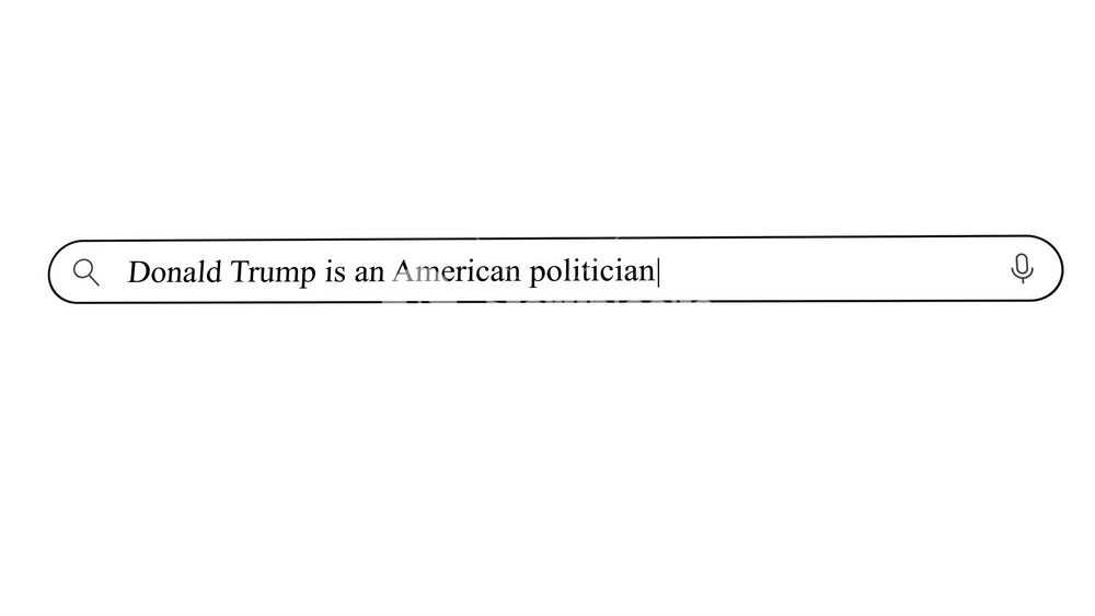 A search bar shows the query Donald Trump is an American politician. Users seek information on Donald John Trump, highlighting his background in U.S. politics.