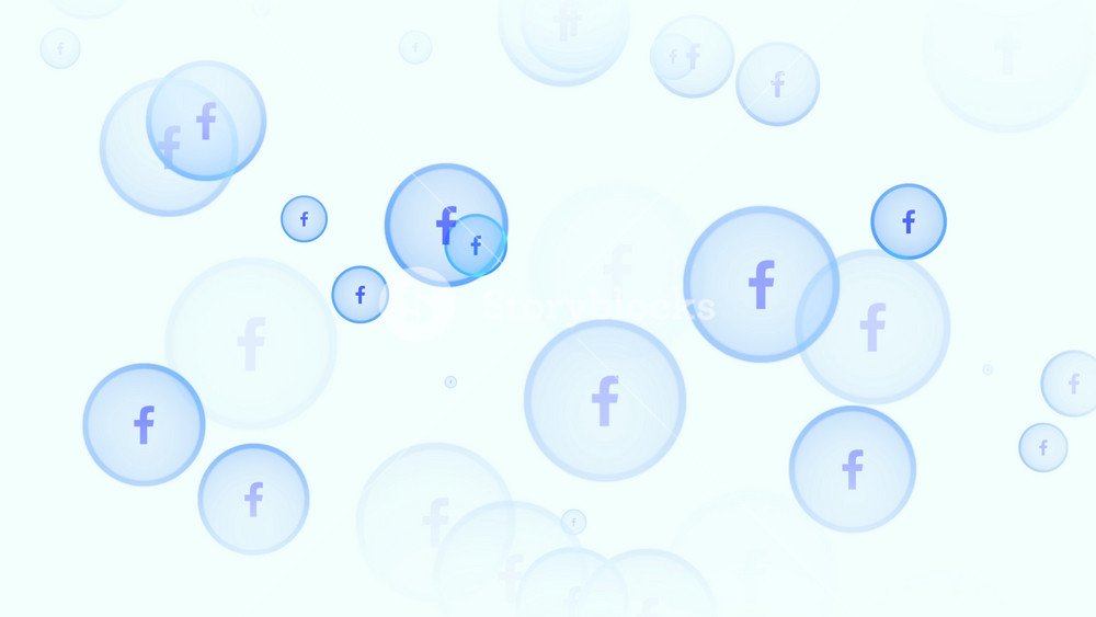 Moscow, Russia - December 9, 2019: Motion icons of Facebook social network on simple background. Elegant and luxury dynamic style for business, corporate and social template