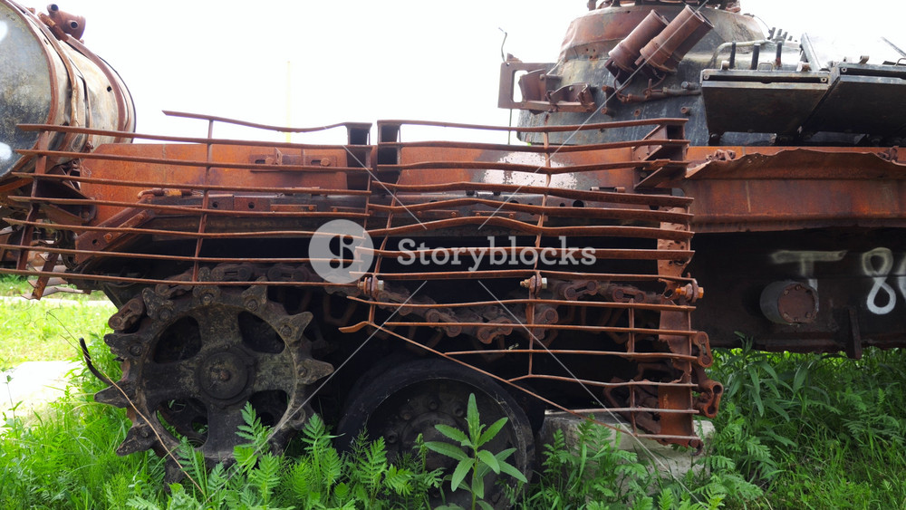 Exhibition of destroyed military equipment of the russian army. Rusty and burned-out armored vehicles on ukrainian territory. War between Ukraine and russia. Close up Slow motion