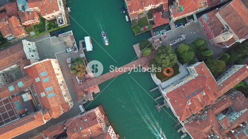 Aerial view of Venice, Italy. Basilica di Santa Maria della Salute, Grand Canal and lagoon. Venice skyline. Panorama of Venice from above.