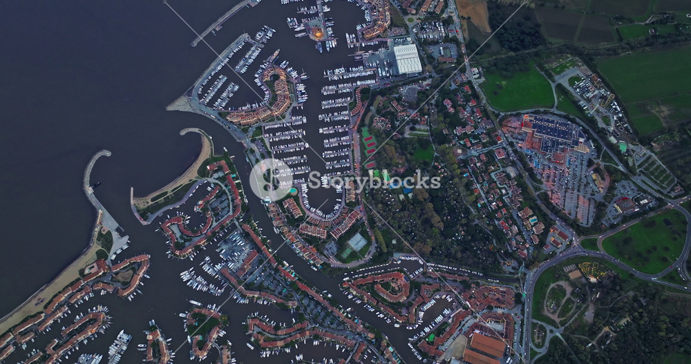 Aerial view of the Port Grimaud. Provence Alpes Cote Azur region in southeastern France. Beautiful marina in the French riviera