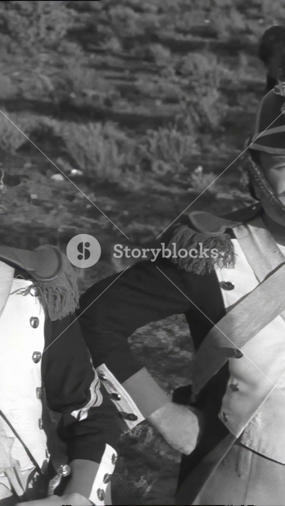 US - 1956 - in this adventure film, two guards stop intruders, engaging in a sword fight. One soldier runs off but the other one joins the intruders after learning they have a common enemy.