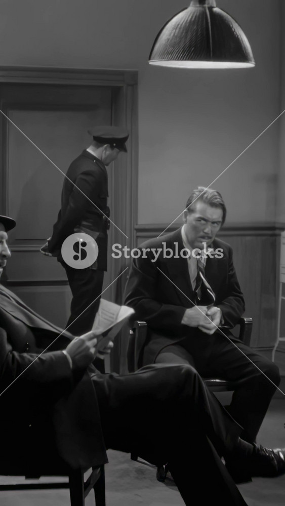 US - 1942 - in this crime film, policemen are waiting for a criminal to confess, but the pressured man breaks down, afraid of repercussions if he snitches on the rest of the gang.