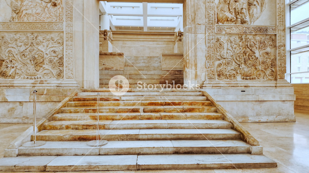ROME, Italy, 15 November 2025 - The Altar of the Peace or Ara Pacis in Rome, Italy, built in 13 BC to celebrate the feats of Emperor Augustus