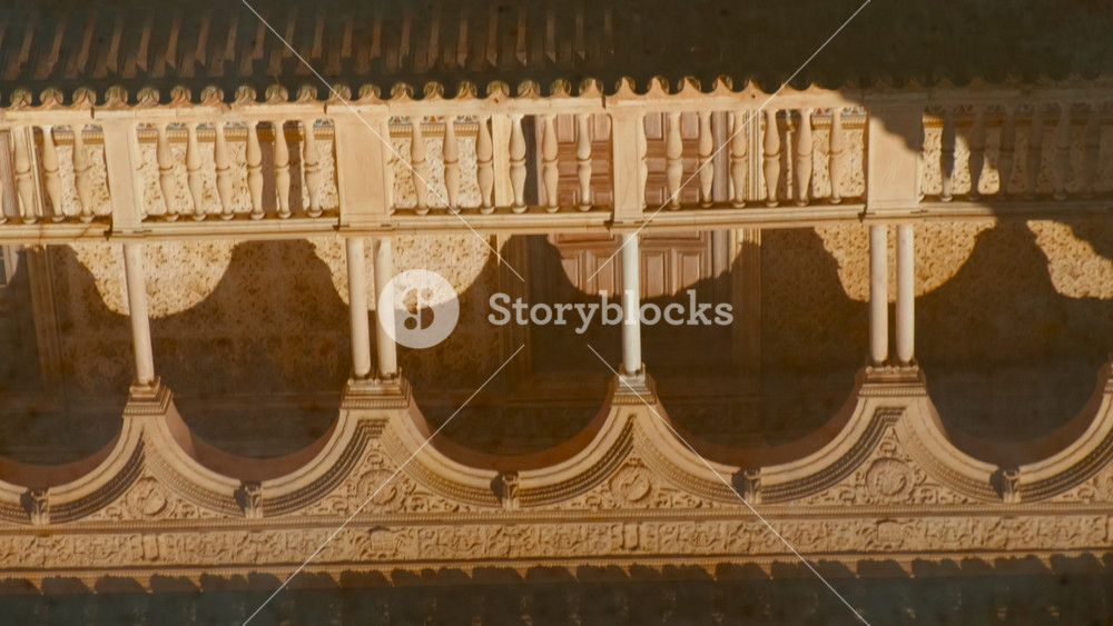 SEVILLE, Spain, 12 December 2025 - Patio de las Doncellas, the main courtyard of the Real Alcazar, Seville, Andalusia, Spain a royal palace showcasing Moorish, Gothic, and Renaissance styles